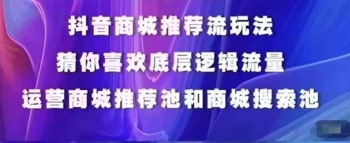 抖音商城运营课程，猜你喜欢入池商城搜索商城推荐人群标签覆盖-柠檬网创