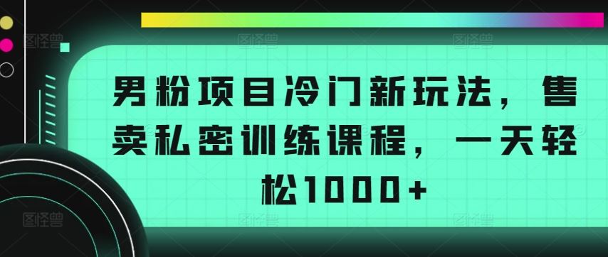 男粉项目冷门新玩法，售卖私密训练课程，一天轻松1000+【揭秘】-柠檬网创
