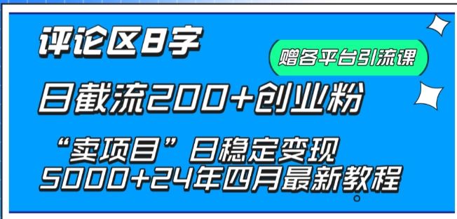 抖音评论区8字日截流200+创业粉 “卖项目”日稳定变现5000+【揭秘】-柠檬网创