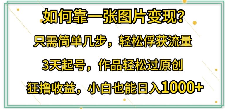 如何靠一张图片变现?只需简单几步，轻松俘获流量，3天起号，作品轻松过原创【揭秘】-柠檬网创