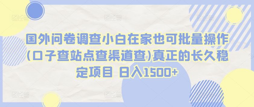 国外问卷调查小白在家也可批量操作(口子查站点查渠道查)真正的长久稳定项目 日入1500+【揭秘】-柠檬网创