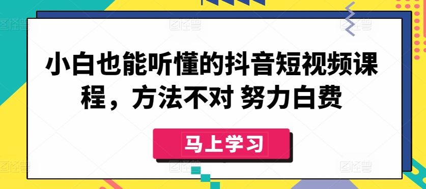 小白也能听懂的抖音短视频课程，方法不对 努力白费-柠檬网创