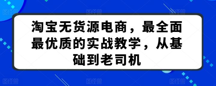 淘宝无货源电商，最全面最优质的实战教学，从基础到老司机-柠檬网创