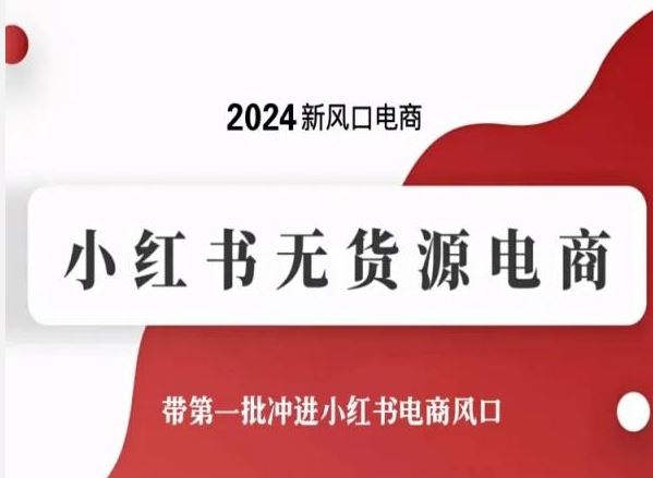 2024新风口电商，小红书无货源电商，带第一批冲进小红书电商风口-柠檬网创