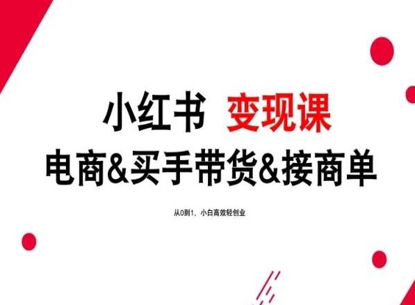 2024年最新小红书变现课，电商&买手带货&接商单，从0到1，小白高效轻创业-柠檬网创