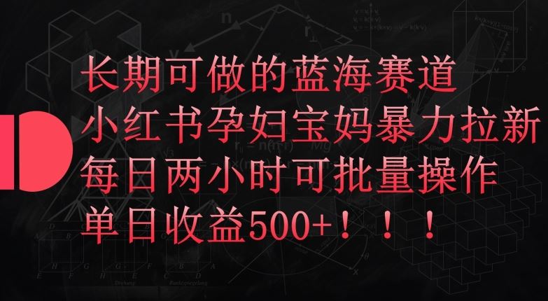 长期可做的蓝海赛道，小红书孕妇宝妈暴力拉新玩法，每日两小时可批量操作，单日收益500+【揭秘】-柠檬网创