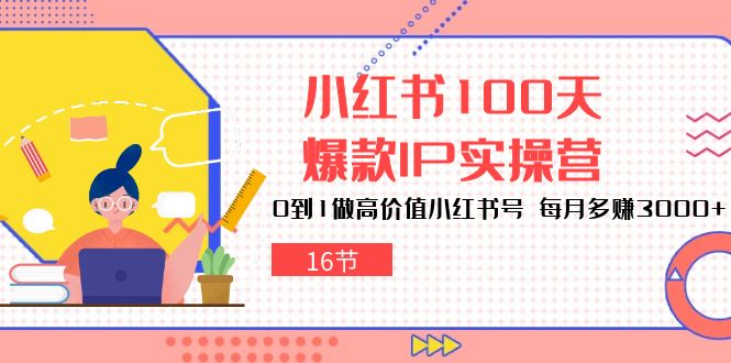 小红书100天爆款IP实操营，0到1做高价值小红书号，每月多赚3000+（16节）-柠檬网创