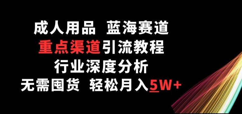 成人用品，蓝海赛道，重点渠道引流教程，行业深度分析，无需囤货，轻松月入5W+【揭秘】-柠檬网创
