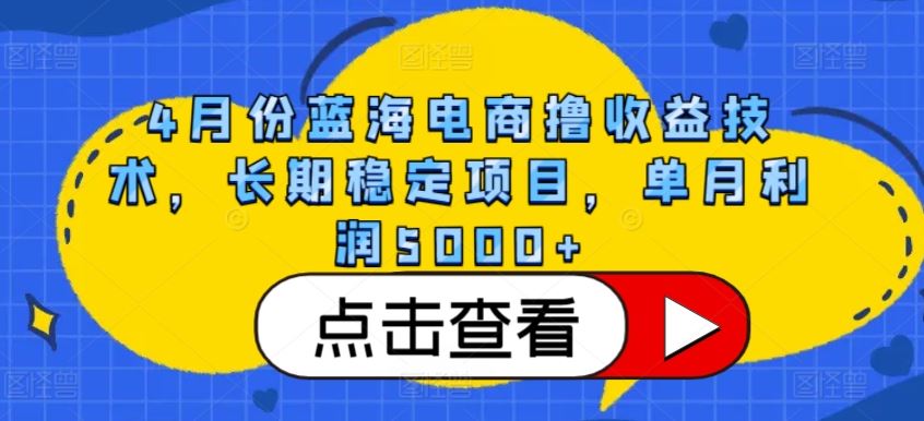 4月份蓝海电商撸收益技术，长期稳定项目，单月利润5000+【揭秘】-柠檬网创