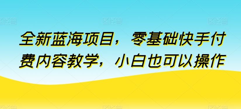 全新蓝海项目，零基础快手付费内容教学，小白也可以操作【揭秘】-柠檬网创