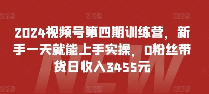 2024视频号第四期训练营，新手一天就能上手实操，0粉丝带货日收入3455元-柠檬网创