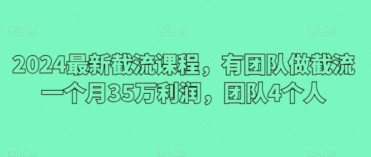 2024最新截流课程，有团队做截流一个月35万利润，团队4个人-柠檬网创