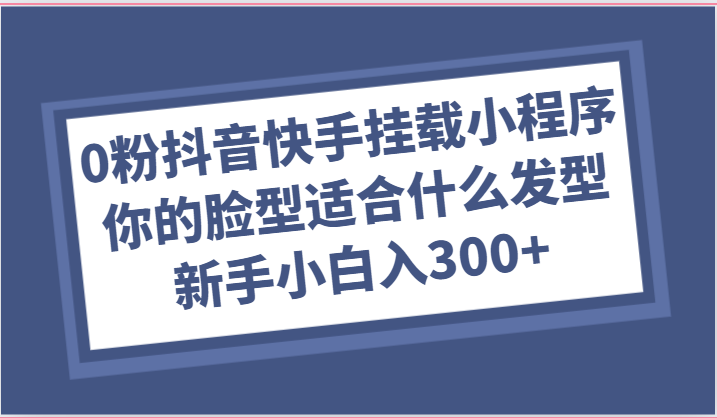 0粉抖音快手挂载小程序，你的脸型适合什么发型玩法，新手小白日入300+-柠檬网创