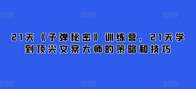 21天《子弹秘密》训练营，21天学到顶尖文案大师的策略和技巧-柠檬网创