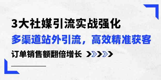 3大社媒引流实操强化，多渠道站外引流/高效精准获客/订单销售额翻倍增长-柠檬网创