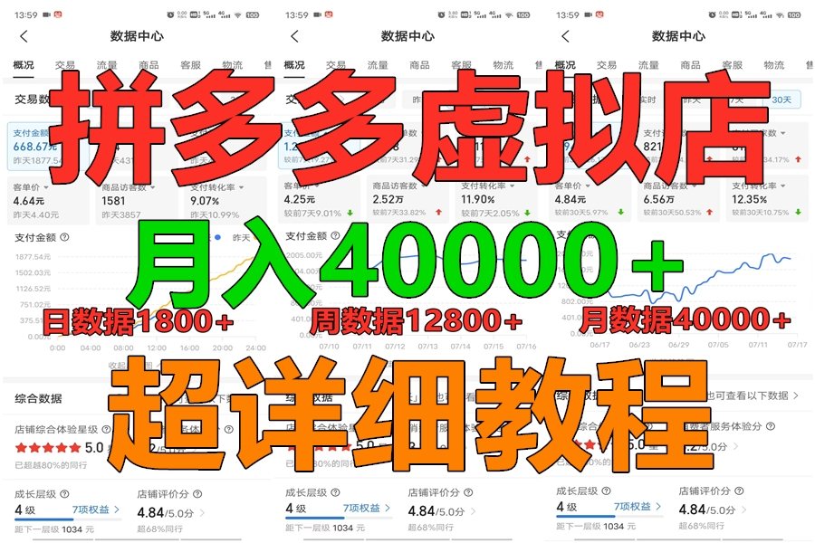 拼多多虚拟电商训练营月入40000+，全网最详细，你做你也行，暴利稳定长久-柠檬网创