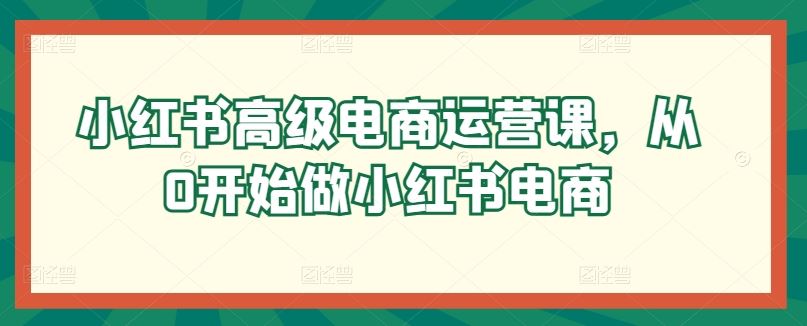 小红书高级电商运营课，从0开始做小红书电商-柠檬网创