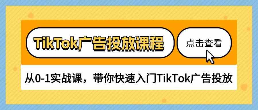 TikTok广告投放课程，从0-1实战课，带你快速入门TikTok广告投放（30节课）-柠檬网创