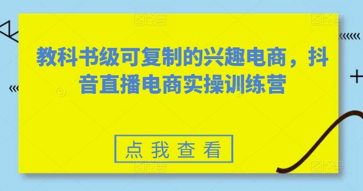 教科书级可复制的兴趣电商，抖音直播电商实操训练营-柠檬网创
