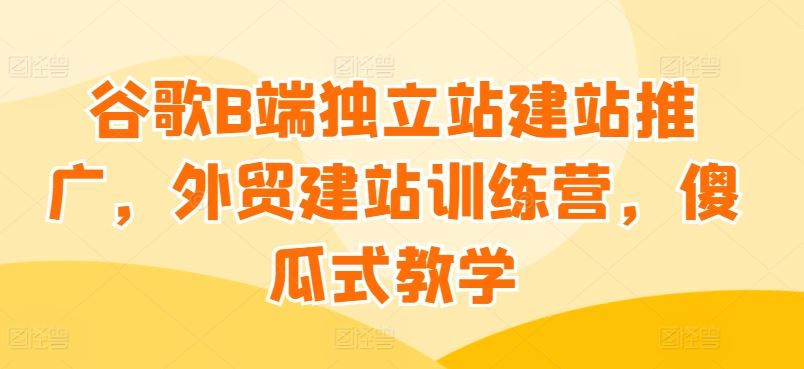 谷歌B端独立站建站推广，外贸建站训练营，傻瓜式教学-柠檬网创