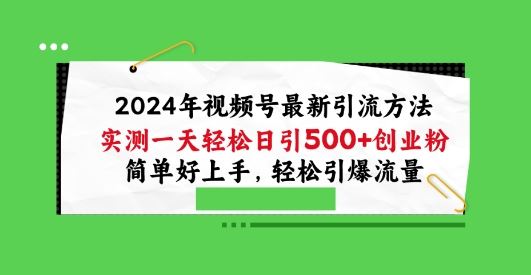 2024年视频号最新引流方法，实测一天轻松日引100+创业粉，简单好上手，轻松引爆流量【揭秘】-柠檬网创
