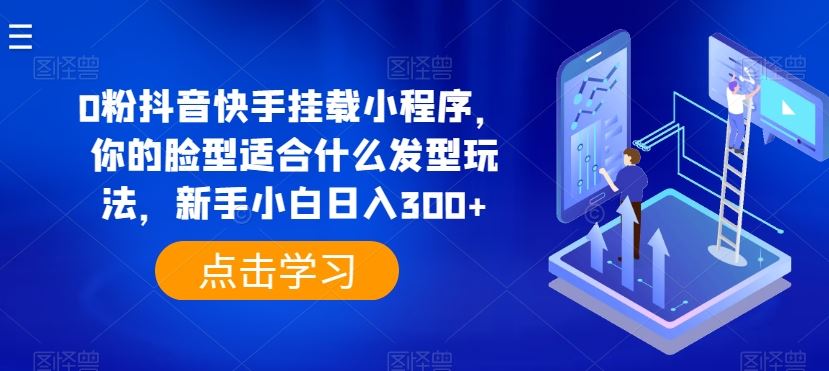0粉抖音快手挂载小程序，你的脸型适合什么发型玩法，新手小白日入300+【揭秘】-柠檬网创