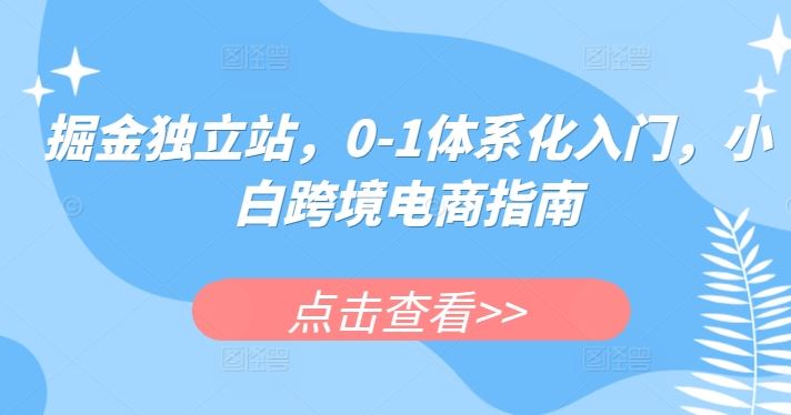 掘金独立站，0-1体系化入门，小白跨境电商指南-柠檬网创