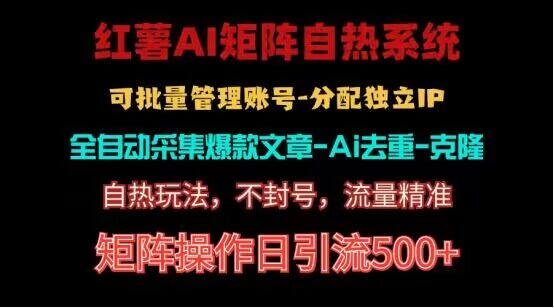 红薯矩阵自热系统，独家不死号引流玩法！矩阵操作日引流500+-柠檬网创