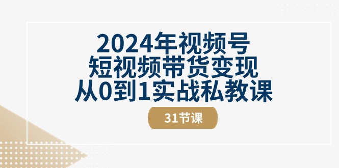 2024年视频号短视频带货变现从0到1实战私教课（30节视频课）-柠檬网创