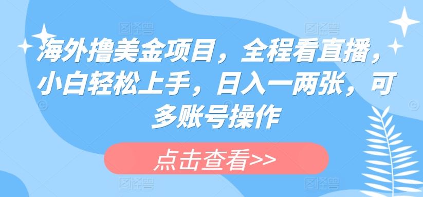 海外撸美金项目，全程看直播，小白轻松上手，日入一两张，可多账号操作【揭秘】-柠檬网创