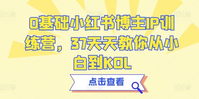 0基础小红书博主IP训练营，37天天教你从小白到KOL-柠檬网创