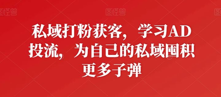 私域打粉获客，学习AD投流，为自己的私域囤积更多子弹-柠檬网创