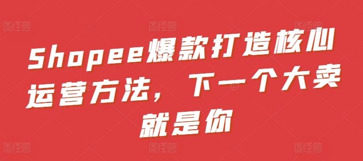 Shopee爆款打造核心运营方法，下一个大卖就是你-柠檬网创