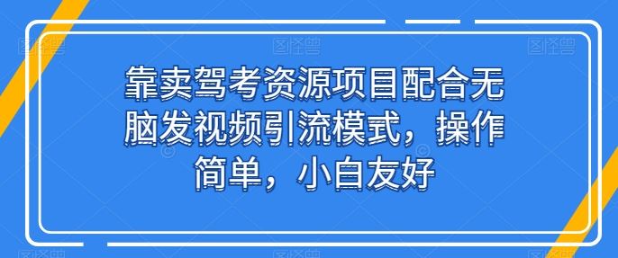 靠卖驾考资源项目配合无脑发视频引流模式，操作简单，小白友好【揭秘】-柠檬网创
