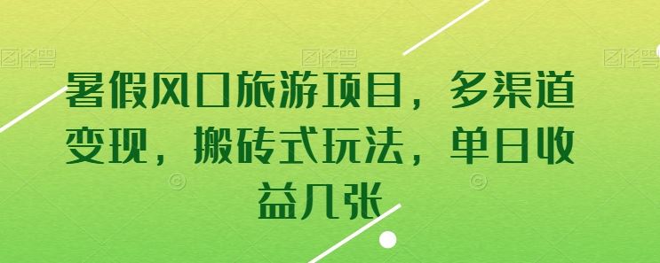 暑假风口旅游项目，多渠道变现，搬砖式玩法，单日收益几张【揭秘】-柠檬网创