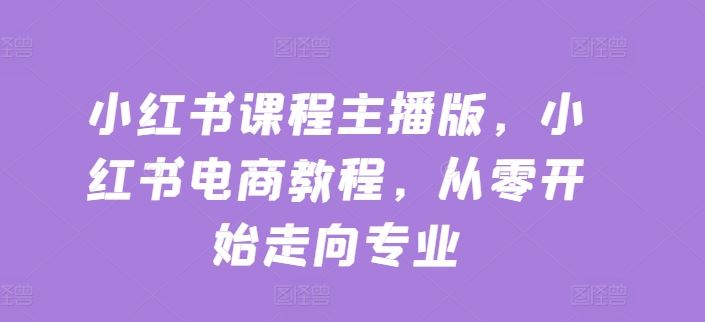 小红书课程主播版，小红书电商教程，从零开始走向专业-柠檬网创