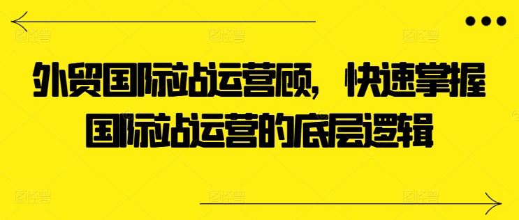 外贸国际站运营顾问，快速掌握国际站运营的底层逻辑-柠檬网创