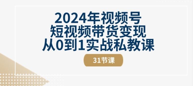 2024年视频号短视频带货变现从0到1实战私教课(31节视频课)-柠檬网创