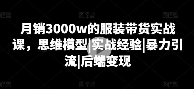 月销3000w的服装带货实战课，思维模型|实战经验|暴力引流|后端变现-柠檬网创
