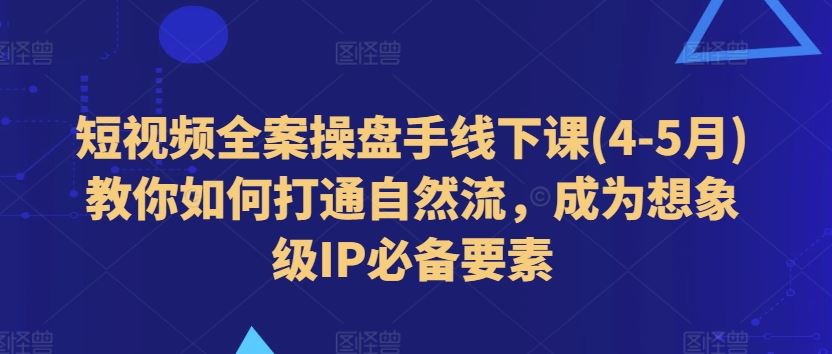 短视频全案操盘手线下课(4-5月)教你如何打通自然流，成为想象级IP必备要素-柠檬网创