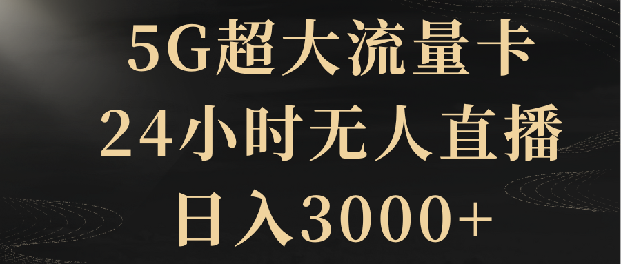 （8304期）5G超大流量卡，24小时无人直播，日入3000+-柠檬网创