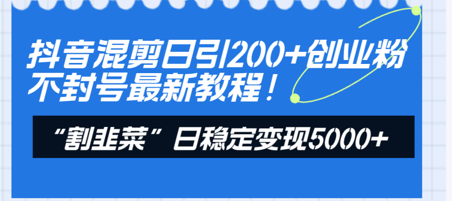 （8349期）抖音混剪日引200+创业粉不封号最新教程！“割韭菜”日稳定变现5000+！-柠檬网创
