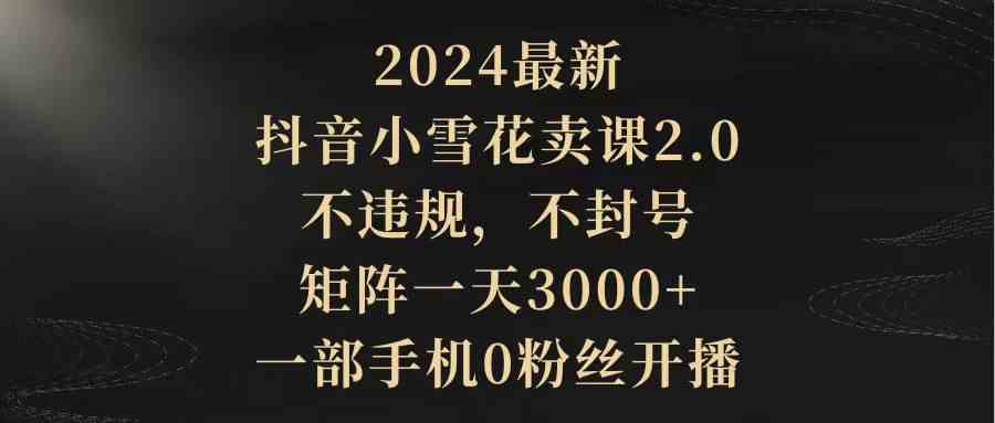 （9639期）2024最新抖音小雪花卖课2.0 不违规 不封号 矩阵一天3000+一部手机0粉丝开播-柠檬网创