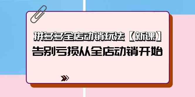 （9974期）拼多多全店动销玩法【新课】，告别亏损从全店动销开始（4节视频课）-柠檬网创