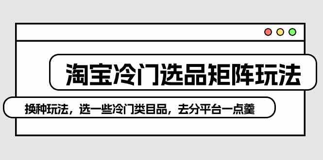 （10159期）淘宝冷门选品矩阵玩法：换种玩法，选一些冷门类目品，去分平台一点羹-柠檬网创