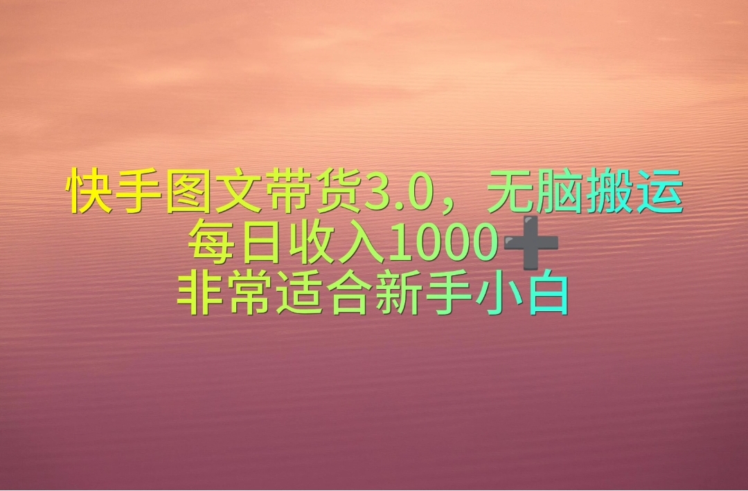 （10252期）快手图文带货3.0，无脑搬运，每日收入1000＋，非常适合新手小白-柠檬网创