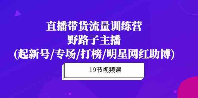 （10016期）直播带货流量特训营，野路子主播(起新号/专场/打榜/明星网红助博)19节课-柠檬网创
