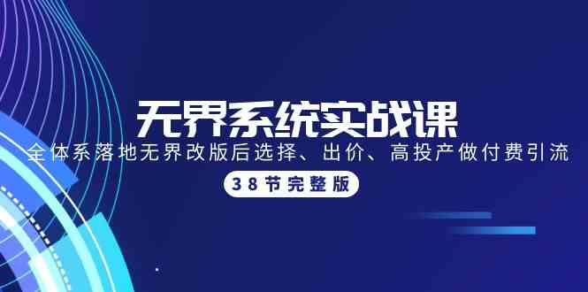 （9992期）无界系统实战课：全体系落地无界改版后选择、出价、高投产做付费引流-38节-柠檬网创