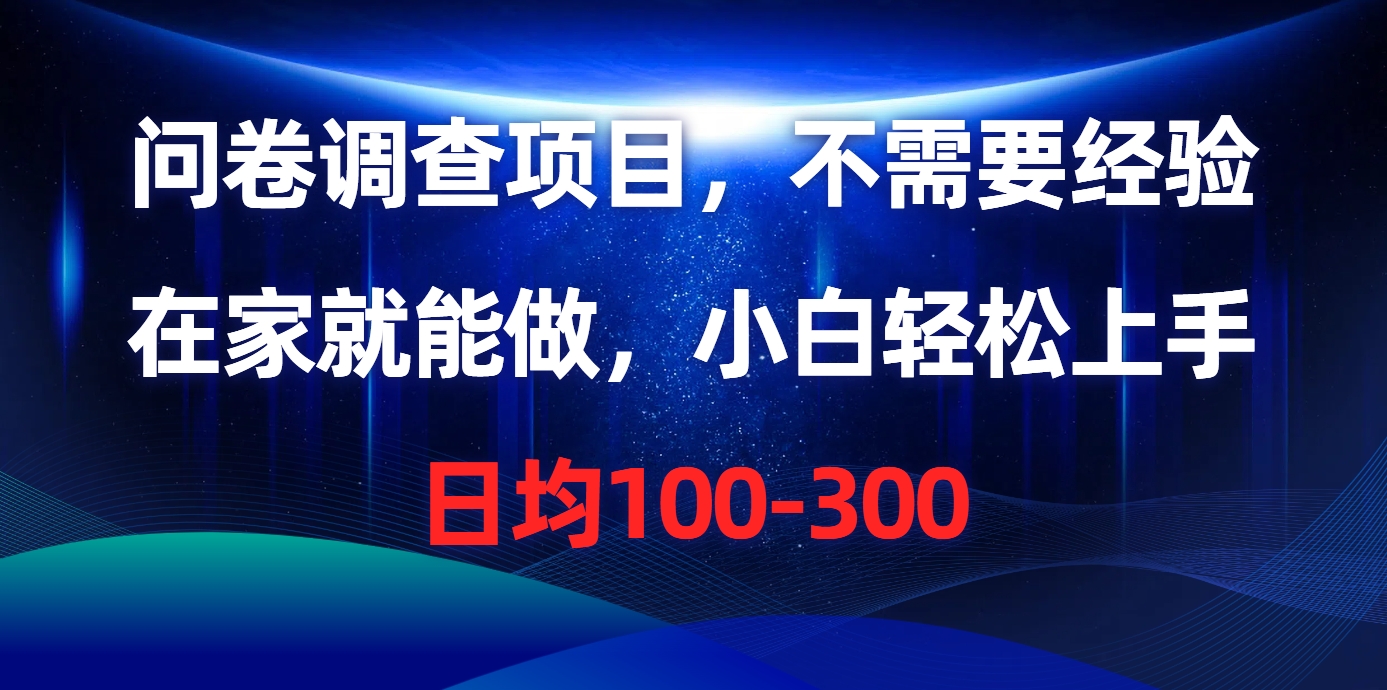 （10402期）问卷调查项目，不需要经验，在家就能做，小白轻松上手，日均100-300-柠檬网创