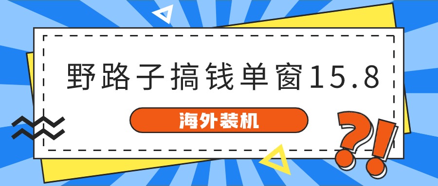 （10385期）海外装机，野路子搞钱，单窗口15.8，已变现10000+-柠檬网创